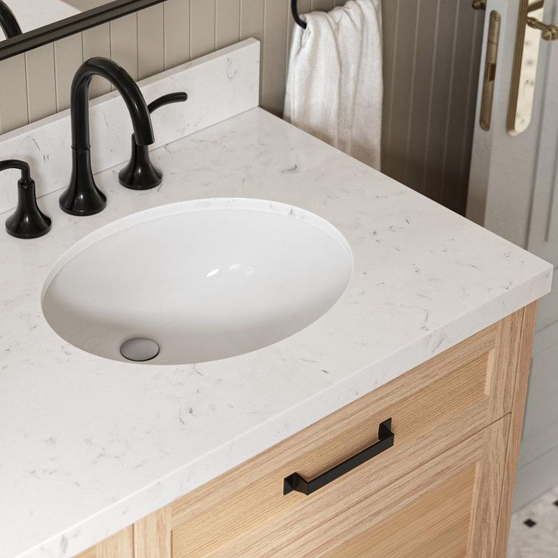 ARIEL Monroe 72 Double Sink Bathroom Vanity with Carrara Quartz Top, Oak, 72" - 73", Carrara White Quartz
