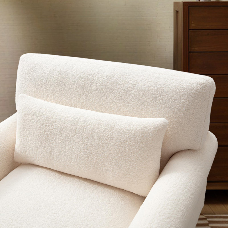 Oversize Accent Chair With A Pillow, Ivory Boucle