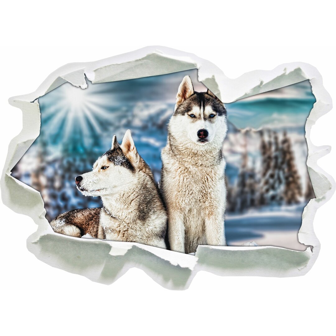 Wandtattoo Two Wild Huskies