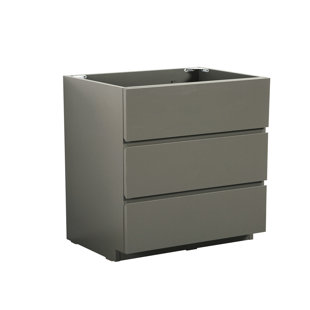 Gray Floor Cabinet Without Basin - . 3 Drawers, Pre-assembled. Sleek Sense. Maximize Storage. Silent & Smooth Functioning. Ergonomic. 35.81in Depth, 18.12in Width, 31.57in Height, 95.44lb. 39in P
