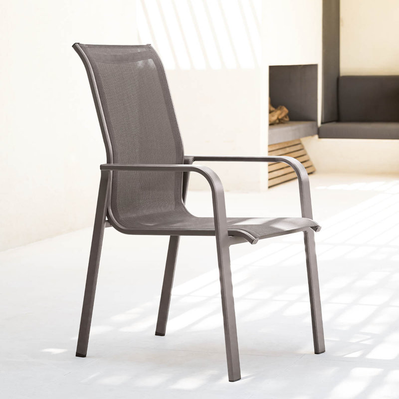 Svartalfheim Stacking Patio Dining Armchair with Cushion, Brown, Brown