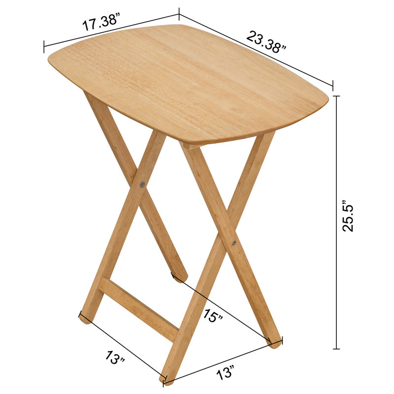 Milton 2 Piece Oversized Solid Wood Folding TV Tray Table Set