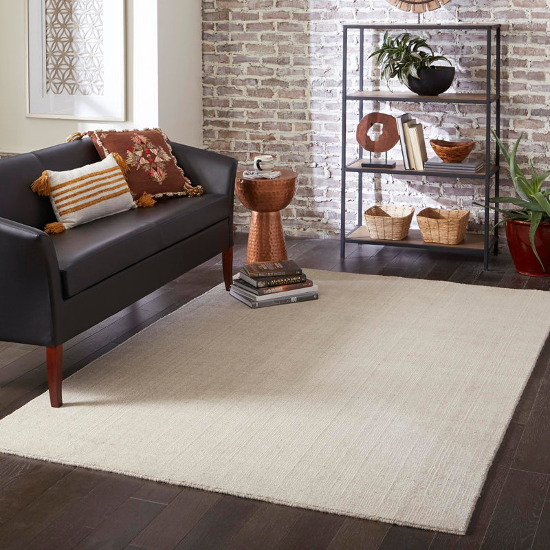 Tapis uni / rayé couleur liabah fève vanille - couleur ivoire, Rectangle 7 pi 10 po x 11 pi