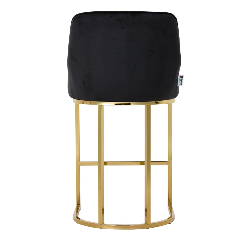 Upholstered Counter Stool with Metal Frame, Black