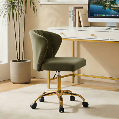 Chaise de travail ergonomique à dossier capitonné Adelynn