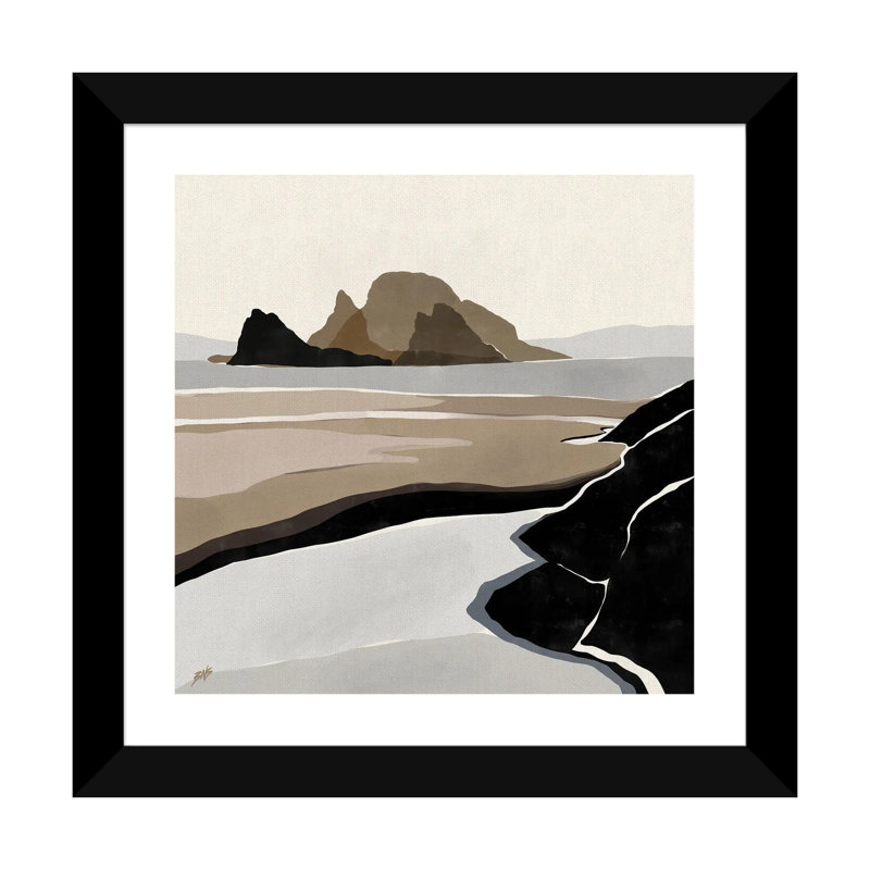 "Still Water" par Bria Nicole, impression d’art graphique, H 24 po x l 24 po x p 1 po, Papier encadré noir, Blanc