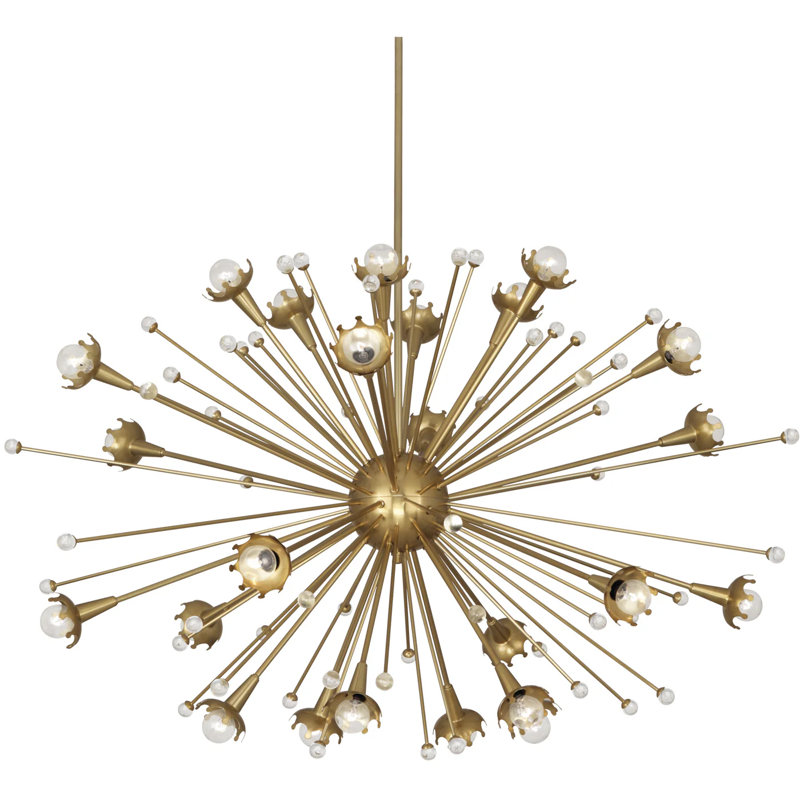 Jonathan Adler Spoutnik - lustre sphère lumineuse, Laiton antique, 30" H x 48" W x 48" D