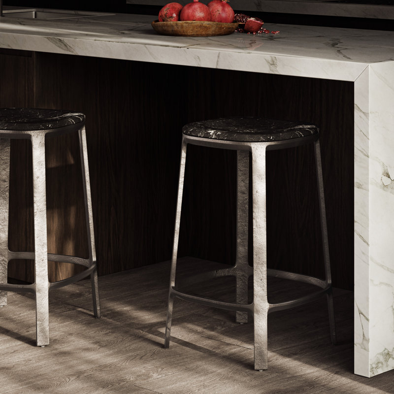 Soder Counter Stool with Metal Frame, Counter Stool (26" Seat Height), Black/Bronze