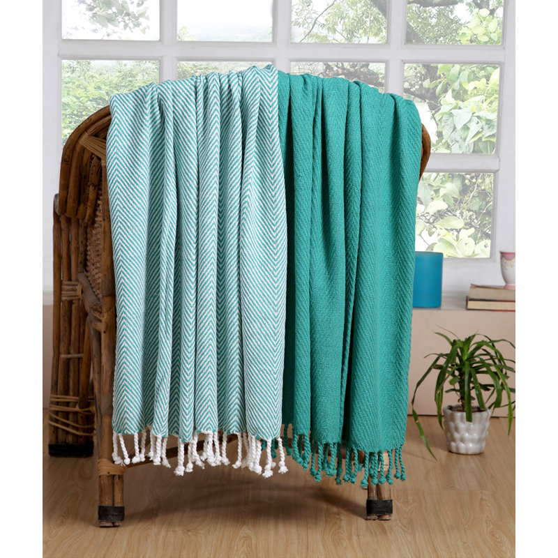 Jeté luxueux 100% coton, Turquoise