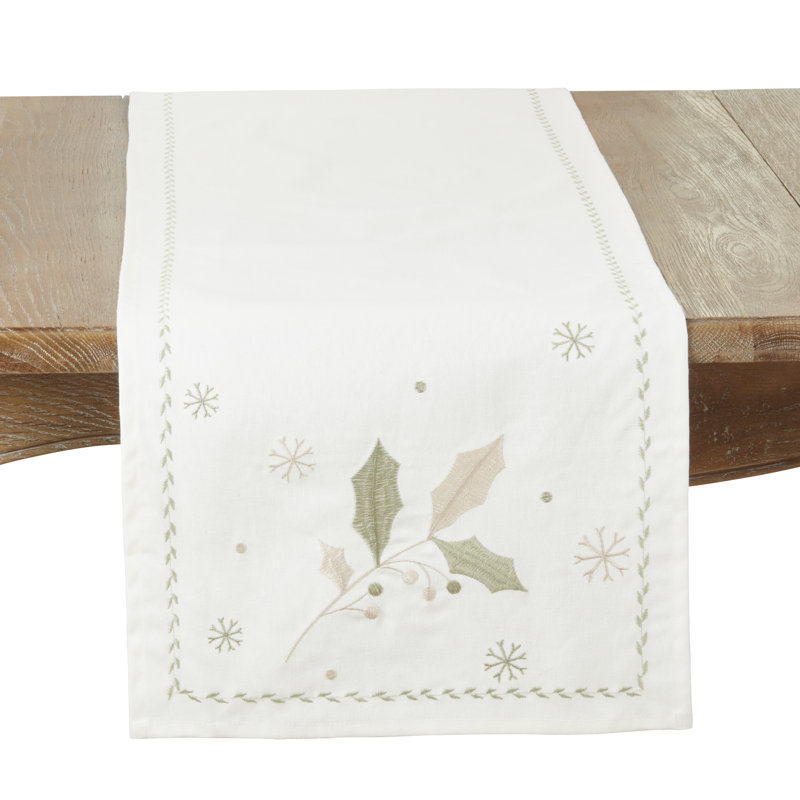 Joyful Holly Leaves Table Runner