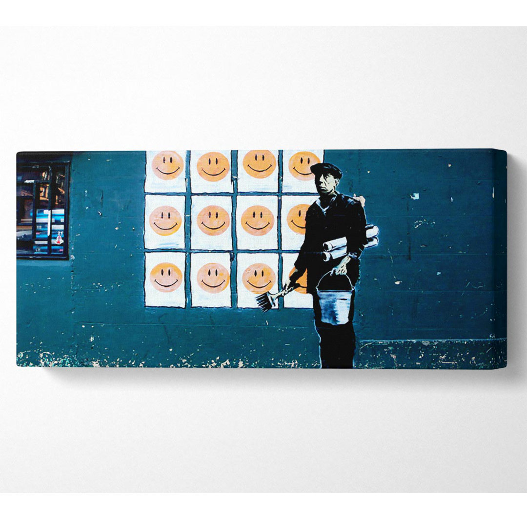 Smiley-Poster - Leinwand-Panorama-Kunstdrucke auf Wrapped Canvas