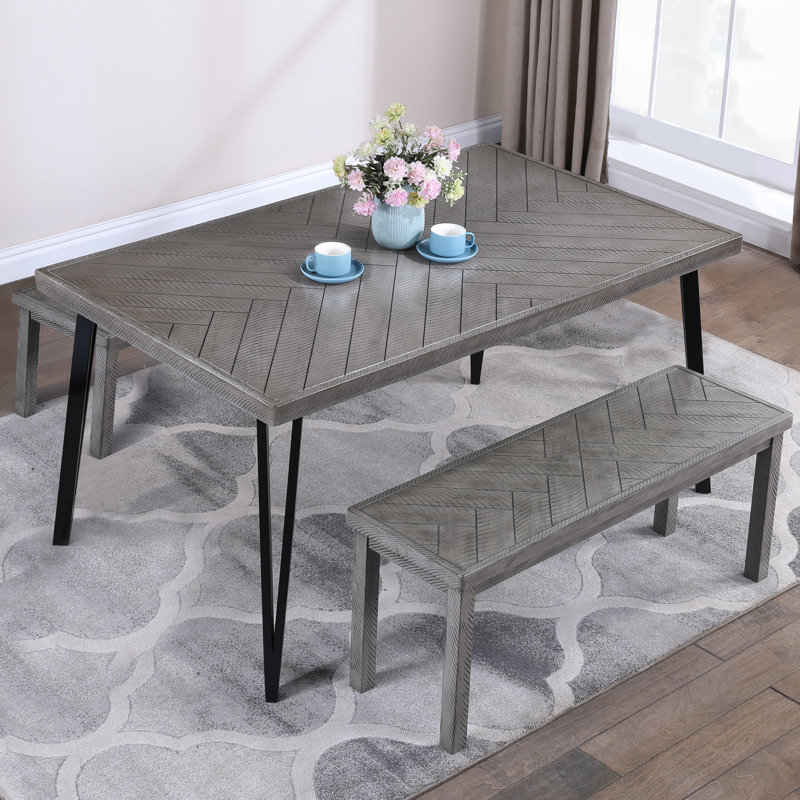 6-person Solid Wood Dining Set, Gray
