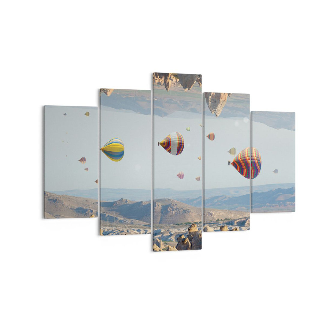 5-tlg. Leinwandbilder-Set Surrealism Flight Balloons