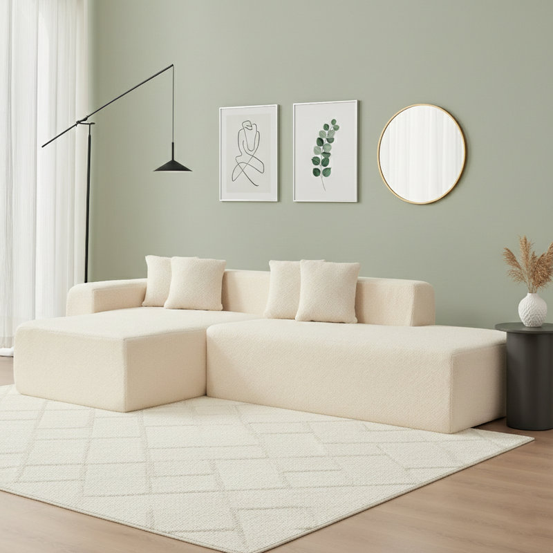 Canapé modulaire rembourré en laine d'agneau haute densité 105,1 po