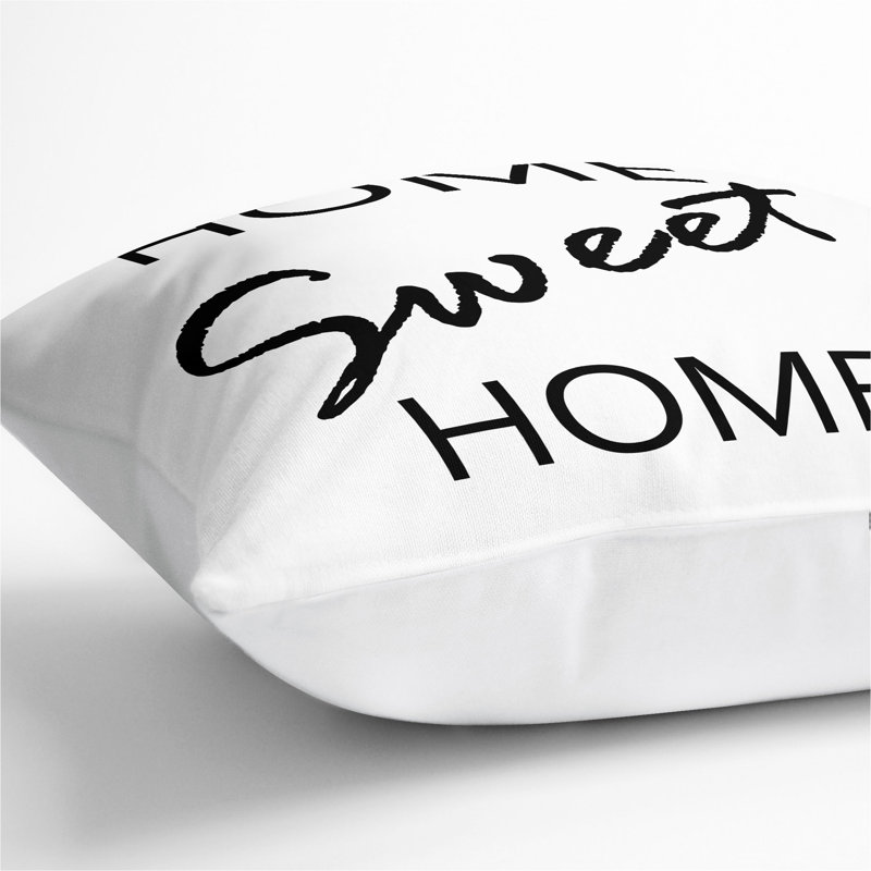 Home Sweet Home Square Throw Cushion, White, 55cm H x 55cm W x 20cm D