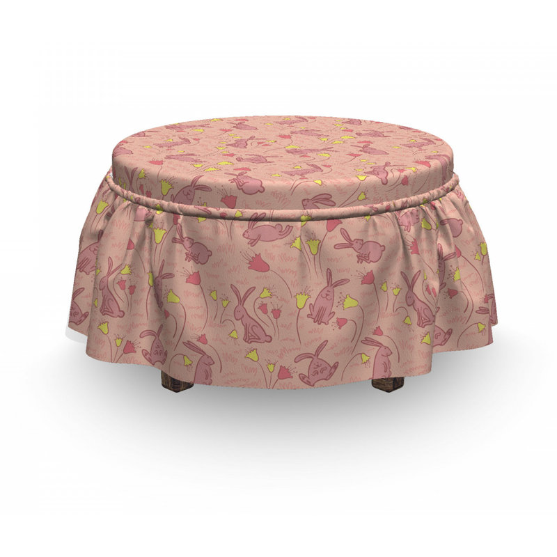 Housse pour repose-pieds bunnnies et fleurs