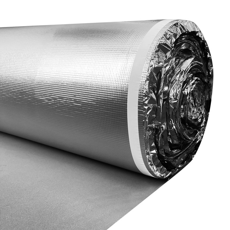 Rouleau de sous-couche en mousse EVA argentée de 2 mm Dekorman pour bois franc stratifié et planchers d'ingénierie (200 pieds carrés / rouleau)