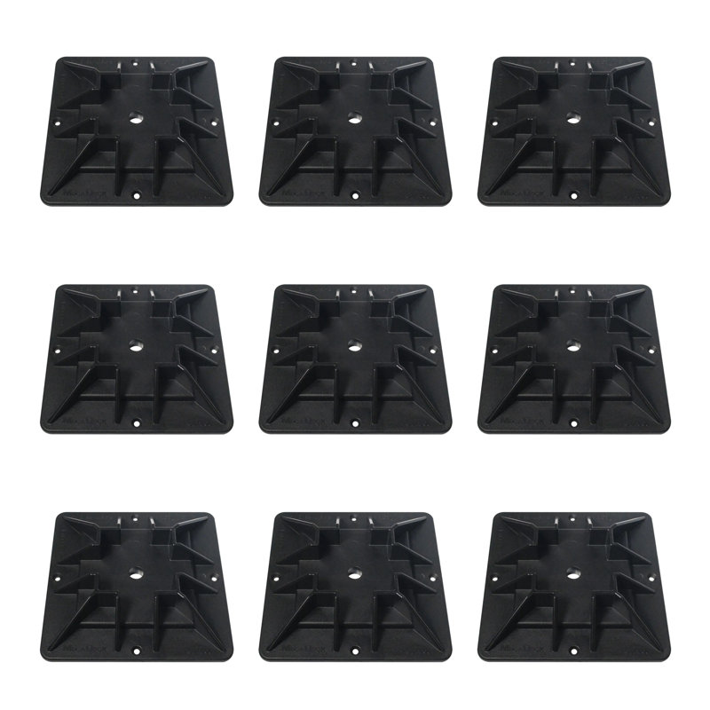 Blocs de support de terrasse robustes (paquet de 9) - Système de fondation en composite instantané pour le support de poteau de terrasse en bois, les patios, les remises et les structures extérieures