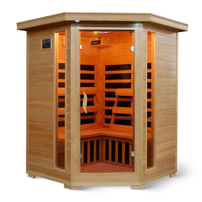 Heatwave 3-Person Hemlock Corner Infrared Sauna with 7 Carbon Heaters