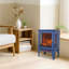 Poêle électrique autoportant de 18 pouces avec flamme 3D réaliste, bleu, double protection haute sécurité, puissance thermique de 1400 W / 700 W, 5000 po, DEL longue durée de vie, conception à trois côtés, rangement facile
