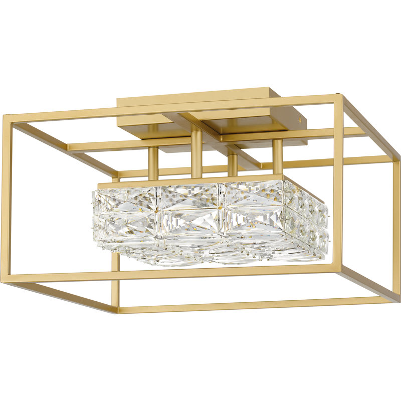 Glass LED Semi Flush Mount, Soft Gold