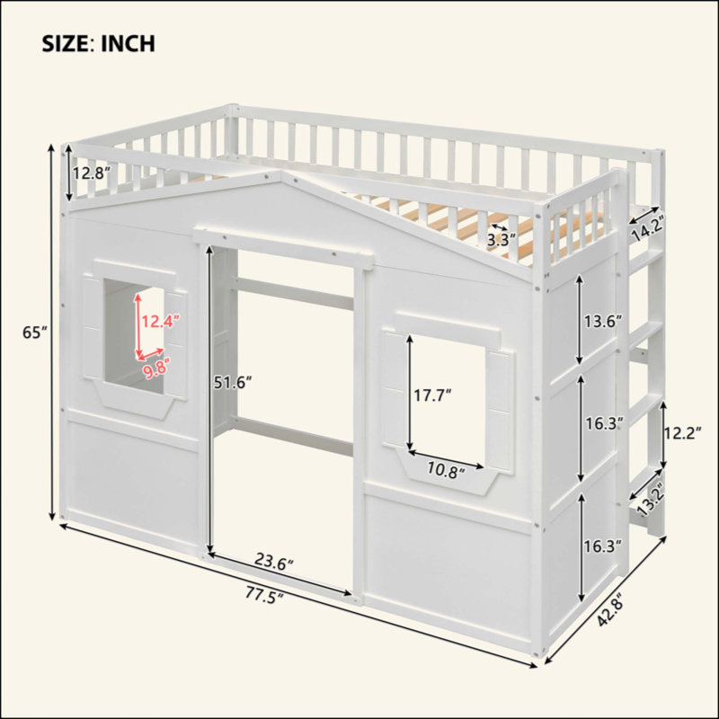 Lit mezzanine avec échelle House, Twin, White