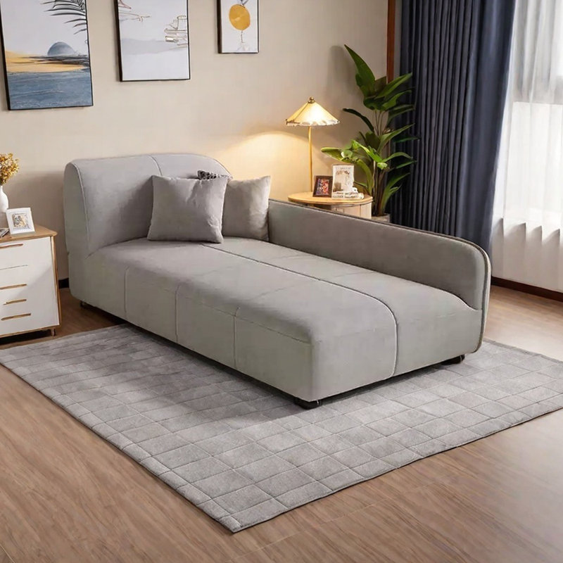 Méridiennes modernes et simples en flanelle, Orienté à gauche (vu de face), Gris clair