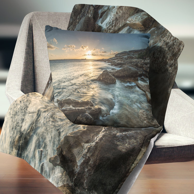 Coussin seascape de sydney avec un coussin de soleil vif, 16 po x 1 po