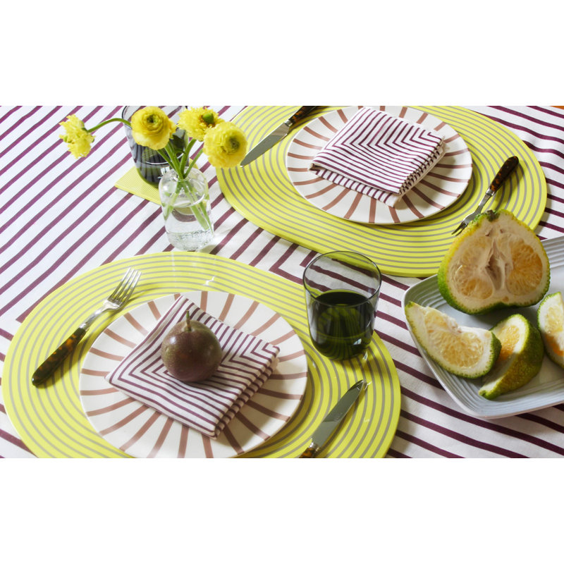 Lacquer Stripe Placemats, Yellow/Gray