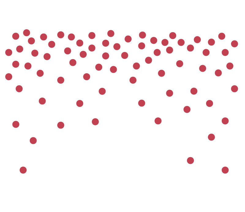 Adhésif décoratif à pois, Rouge Dahlia, H 24 po x l 39 po x P 0,01 po
