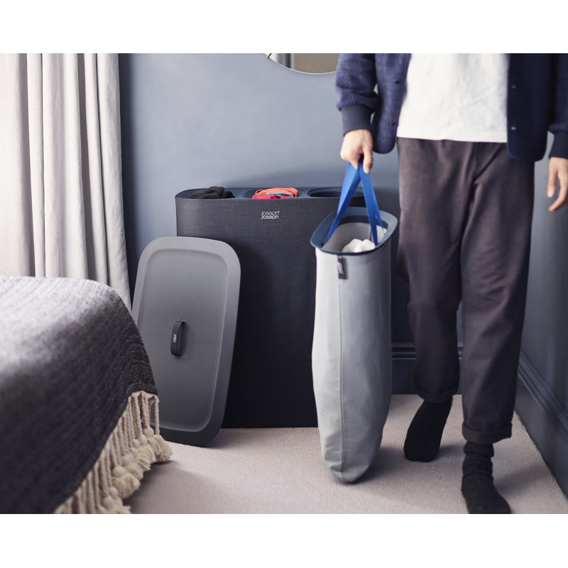 Carbon Black Steel 90L Laundry Hamper with Lid