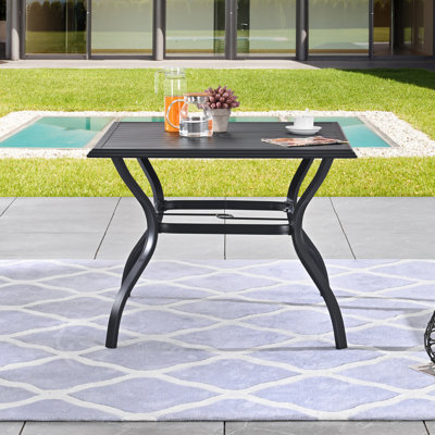 Square Metal Outdoor Dining Table with Umbrella Hole