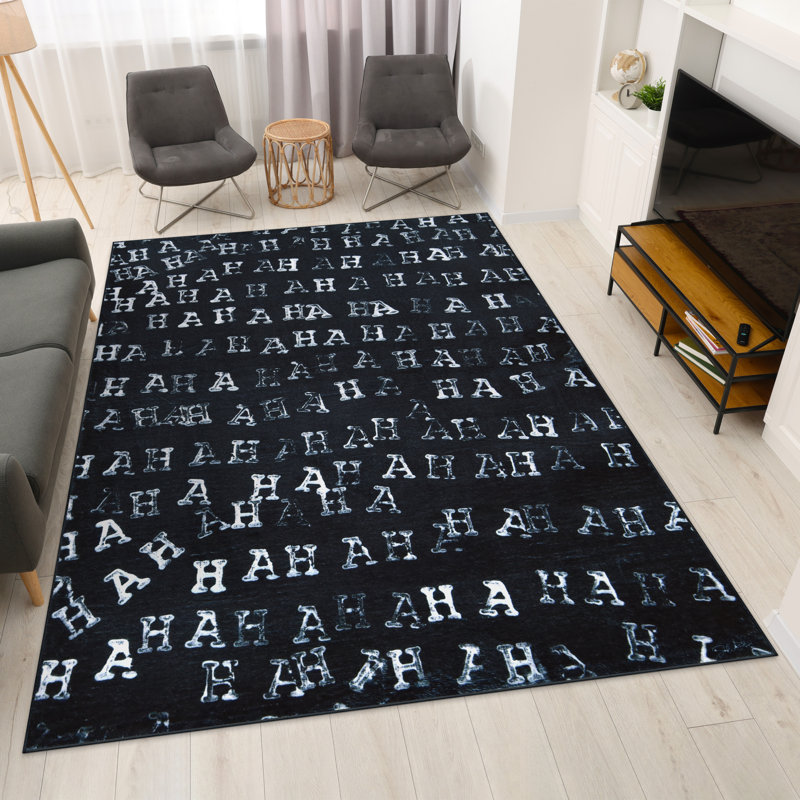 Haha II, Hand Washable Art Area Rug, power-loomed, 100% polyester, 2mm pile & non-slipping back., Rectangle 7'7" x 10'4"