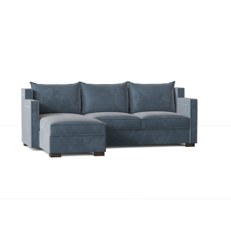 Parker Upholstered L-Shaped Sectional Left Hand Facing, Bella Ocean Performance Velvet, Brown Mahogany