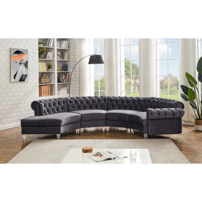 Mousseau Velvet Curved Sectional Symmetrical
