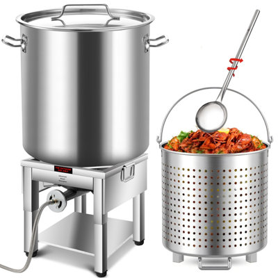 Arc 100Qt Stainless Steel Seafood Boil Pot With 200,000Btu Fortable Propane Burner And 36" Large Spoon, Crab Crawfish Boil Pot And Burner For Outdoors Cooking And Steaming