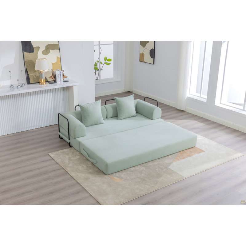 Canapé pliable et compressible, Velours côtelé bleu menthe