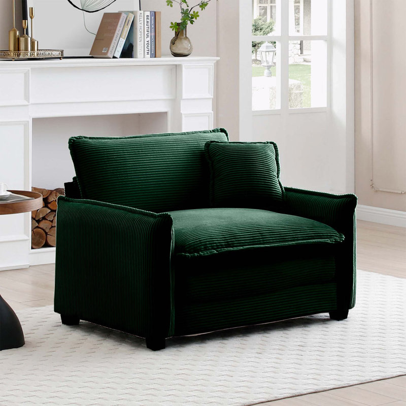Canapé confortable à assise profonde simple avec un oreiller pour le salon, Vert