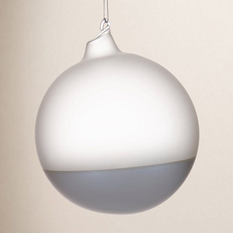 4.72'' Handmade Glass Ball Ornament, Silver