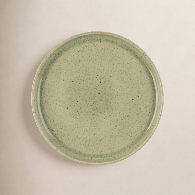 Assiette à salade en grès Uno Speckle, Vert