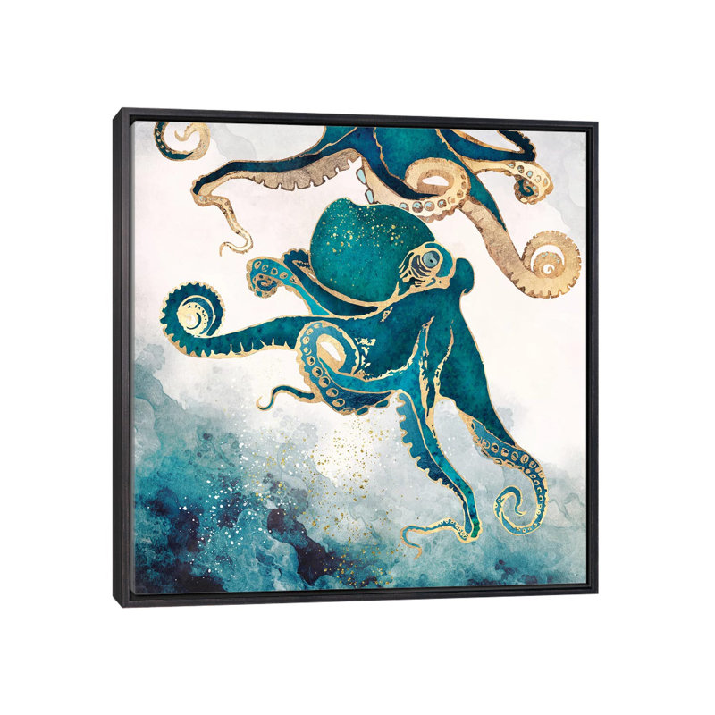 Underwater Dream V - reproduction d'art, H 18 po x l 18 po x 1,5 po, Cadre flottant noir patiné