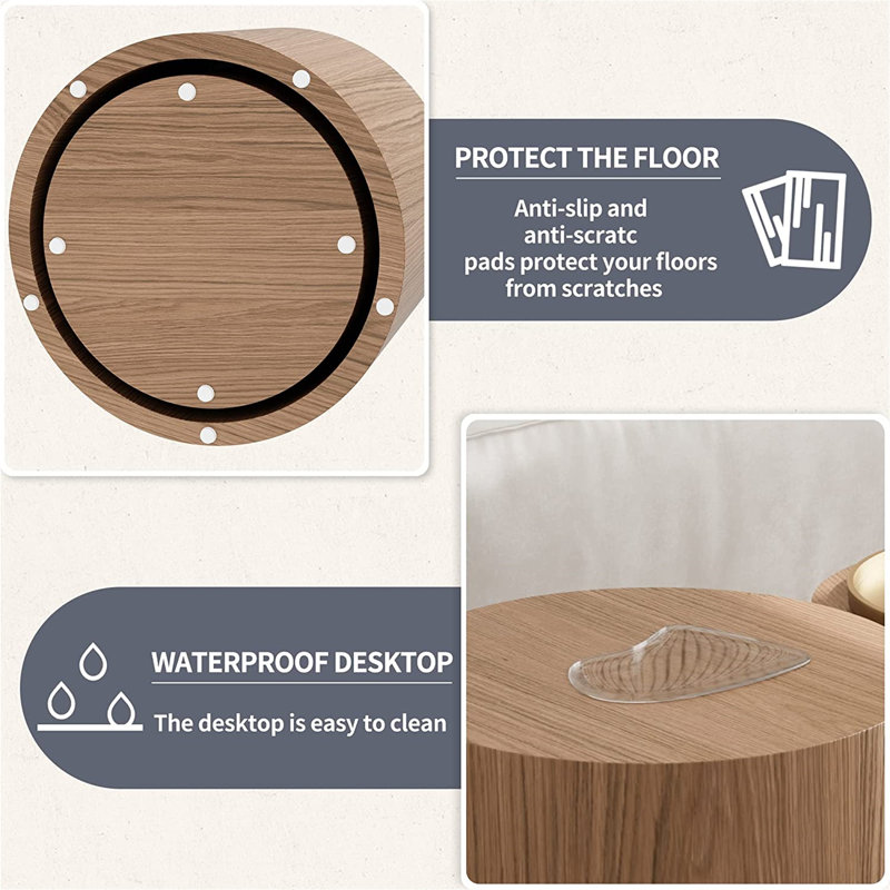 Latitude Run® Nesting Coffee Table Set Of 2 Modern Circle Wood Side ...