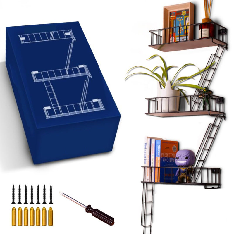 Loscoe 3 Piece Metal Floating Shelf