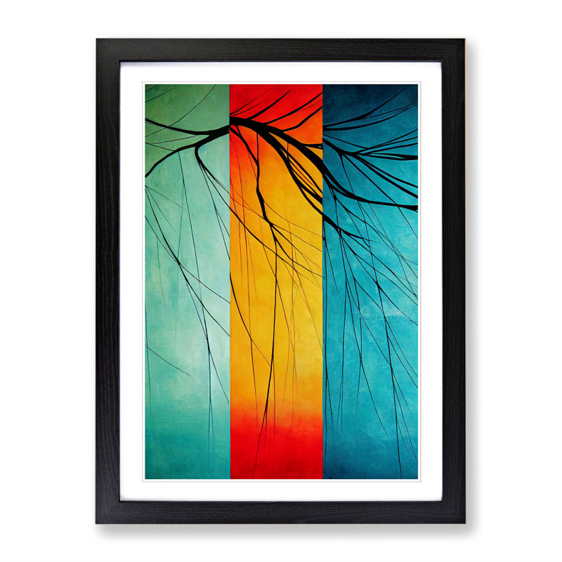 Tree Panels - Single Picture Frame Print, Black, 64cm H x 46cm W x 2cm D