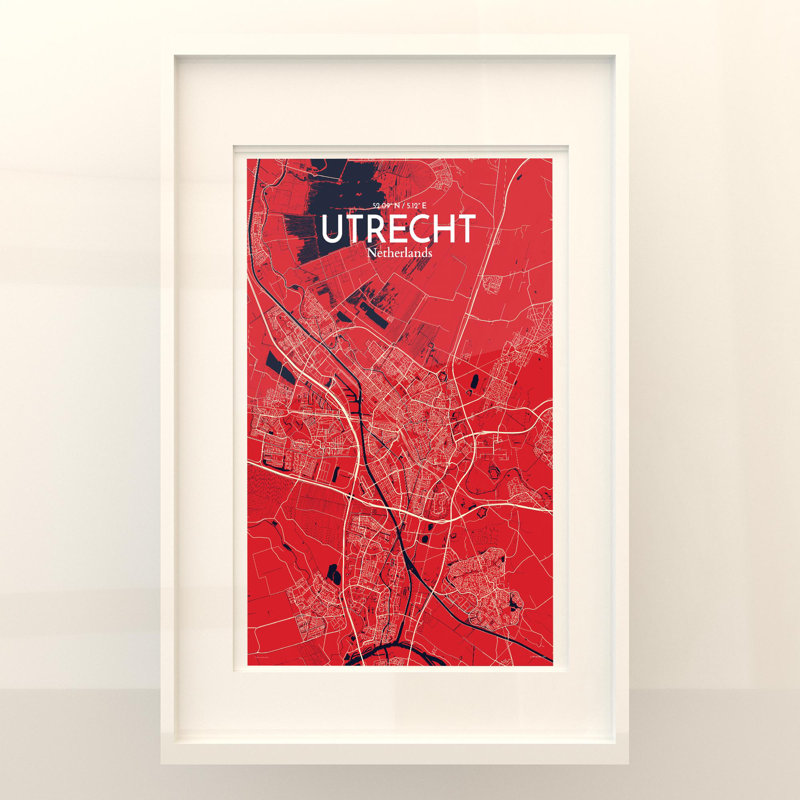 Utrecht City Map in Nautical 1 Piece Wall Art, 17cm H x 11cm W x 0.05cm D
