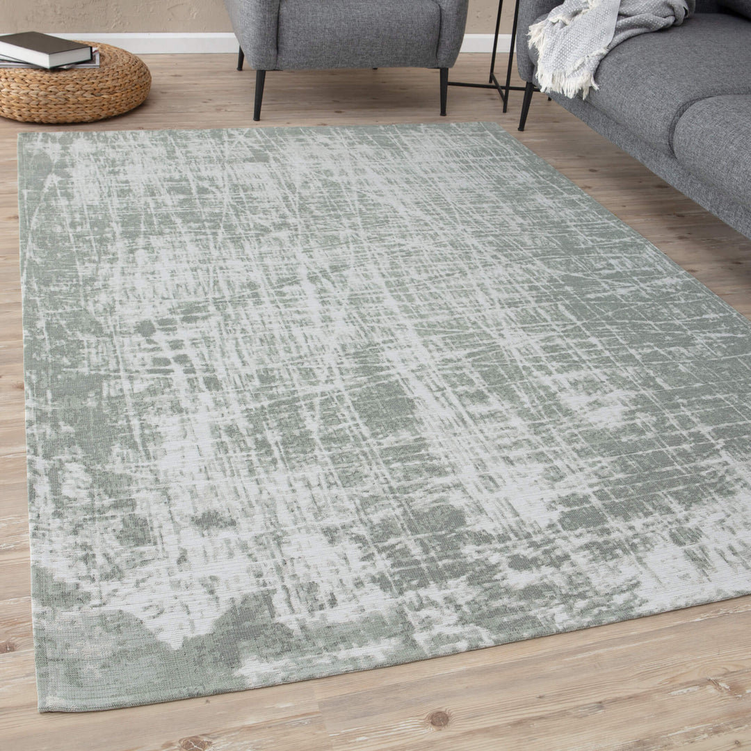 Carina Washable Rugs Striped Designin Green