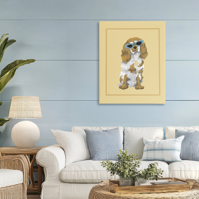 «Coolest Dog» et toile de lunettes de soleil, design par Sadie Harper, H 40 po x l 30 po