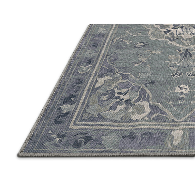 Machine Washable Gray Area Rug, Rectangle 3' x 5'