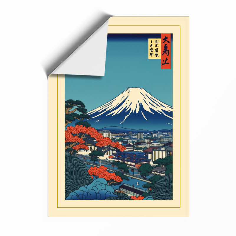 Mount Fuji At Distance Japandi - Print, Unframed, A4 - 29.7 x 21.0 cm