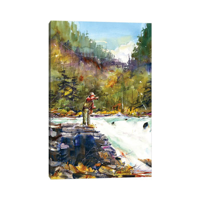 " Casting Below The Falls " by Dean Crouser Painting Print